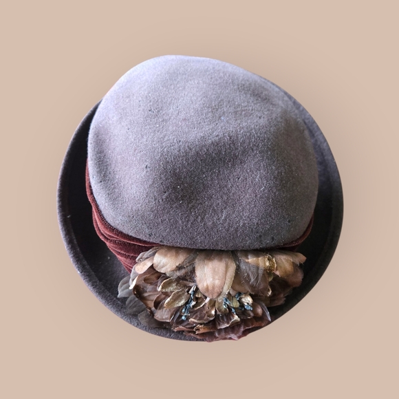 Capelli of New York Burgundy Hat  Flower Detail Vintage 90s Steampunk Fairycore - Picture 3 of 4